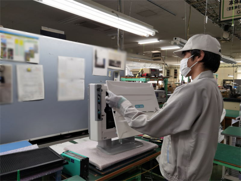 アンデス電気　空気清浄機バイオミクロンBM-H101A　製造工場レポート　最終組立て作業