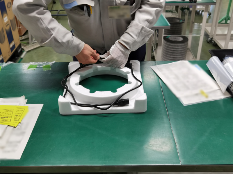 アンデス電気　空気清浄機バイオミクロンサークルシリーズ　製造工場レポート　梱包作業